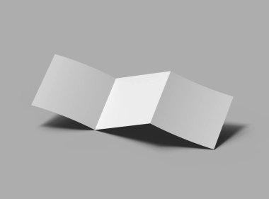 Tasarımınızı sunmak için boş kare Z katlı broşür 3d oluşturun