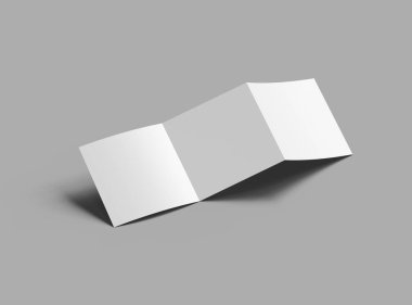 Tasarımınızı sunmak için boş kare Z katlı broşür 3d oluşturun