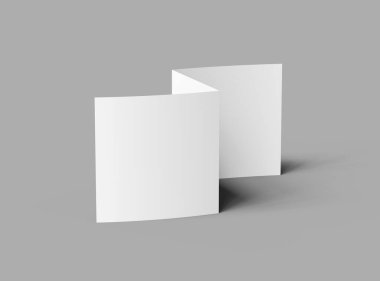 Tasarımınızı sunmak için boş kare Z katlı broşür 3d oluşturun