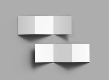 Tasarımınızı sunmak için boş kare Z katlı broşür 3d oluşturun