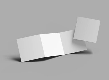 Tasarımınızı sunmak için boş kare Z katlı broşür 3d oluşturun