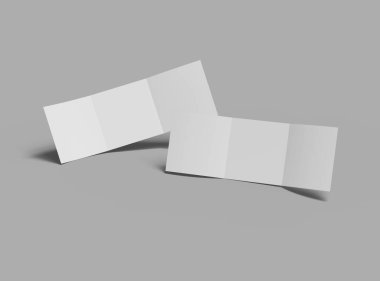 Tasarımınızı sunmak için boş kare Z katlı broşür 3d oluşturun