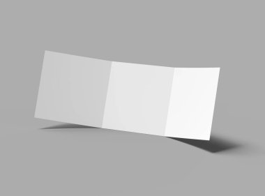 Tasarımınızı sunmak için boş kare Z katlı broşür 3d oluşturun