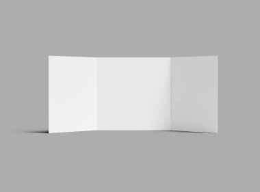 Tasarımınızı sunmak için boş kare Z katlı broşür 3d oluşturun