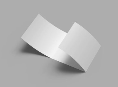 Tasarımınızı sunmak için boş kare Z katlı broşür 3d oluşturun