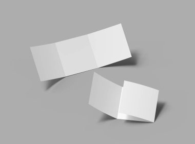 Tasarımınızı sunmak için boş kare Z katlı broşür 3d oluşturun