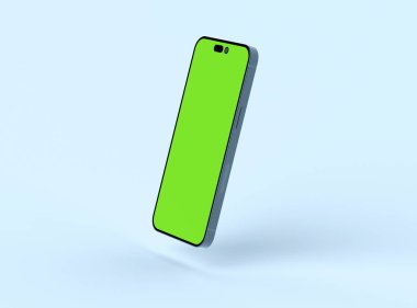 Mobil uygulama sunumlu Süzülen Telefon 14 Pro ekran modeli