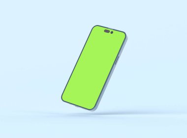 Mobil uygulama sunumlu Süzülen Telefon 14 Pro ekran modeli