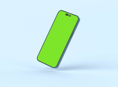 Mobil uygulama sunumlu Süzülen Telefon 14 Pro ekran modeli