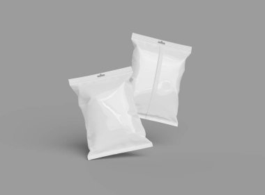 Atıştırmalıklar, cipsler, kurabiyeler, fıstıklar, hafif arka planda şekerler için hazırlanmış gerçekçi 3D paket.