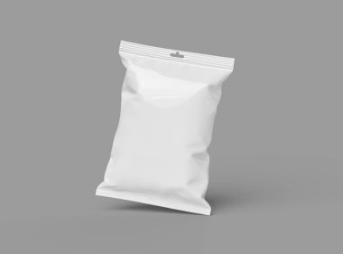 Atıştırmalıklar, cipsler, kurabiyeler, fıstıklar, hafif arka planda şekerler için hazırlanmış gerçekçi 3D paket.