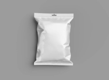 Atıştırmalıklar, cipsler, kurabiyeler, fıstıklar, hafif arka planda şekerler için hazırlanmış gerçekçi 3D paket.