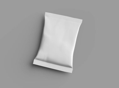 Atıştırmalıklar, cipsler, kurabiyeler, fıstıklar, arka planda şekerler için küçük paketin gerçekçi 3D görüntüsü
