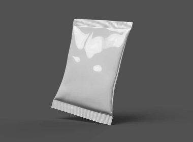 Gıda atıştırmalıkları, cipsler, çerezler, fıstıklar, arka planda şekerler için 3D gerçekçi bir sunum.