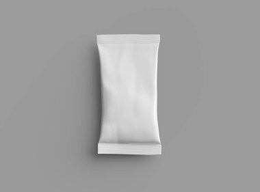 Hafif arka planda izole edilmiş 3 boyutlu yastık yiyecek paketi hazırlama 