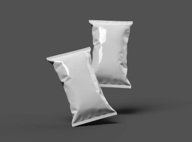 Daha koyu bir arka planda yastıklı atıştırma paketinin 3 boyutlu görüntüsü