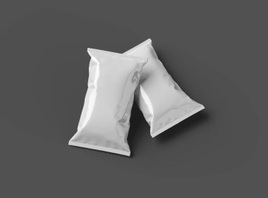 Daha koyu bir arka planda yastıklı atıştırma paketinin 3 boyutlu görüntüsü