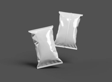 Daha koyu bir arka planda yastıklı atıştırma paketinin 3 boyutlu görüntüsü