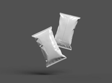 Daha koyu bir arka planda yastıklı atıştırma paketinin 3 boyutlu görüntüsü