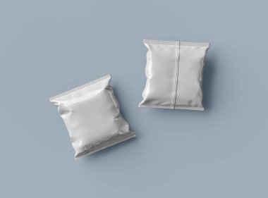 Hafif arka planda yiyecek için kare bir polietilen çanta için paketleme şablonu 