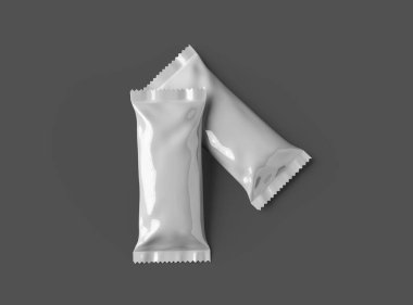 Koyu arkaplan kenarlı, parlak, mühürlü dondurma paketleme torbası için 3D oluşturma