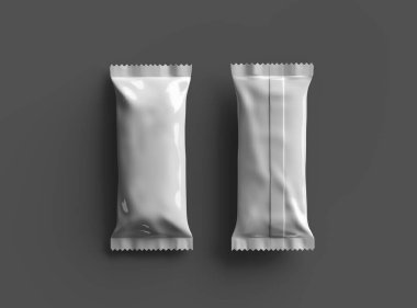 Koyu arkaplan kenarlı, parlak, mühürlü dondurma paketleme torbası için 3D oluşturma