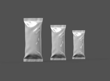 Koyu arkaplan kenarlı, parlak, mühürlü dondurma paketleme torbası için 3D oluşturma