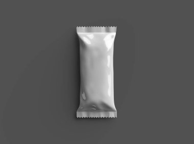 Koyu arkaplan kenarlı, parlak, mühürlü dondurma paketleme torbası için 3D oluşturma