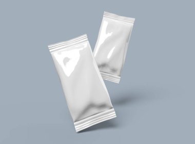 Işık arkaplan üzerinde parlak, genel, mühürlü dondurma paketleme paketi için 3D model şablonu