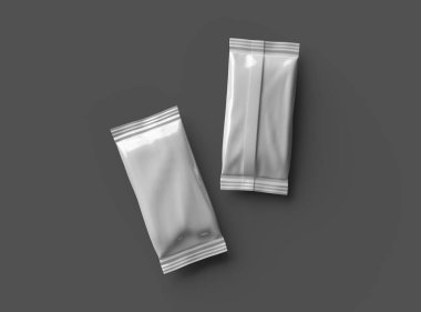 Koyu arkaplan üzerinde parlak, genel, mühürlü dondurma paketleme paketi için 3D model şablon