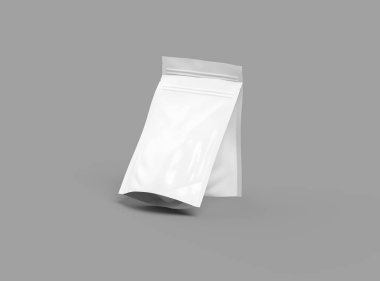 Açık arkaplanda fermuarlı, parlak, mühürlü bir dosya paketinin 3B görüntüsü