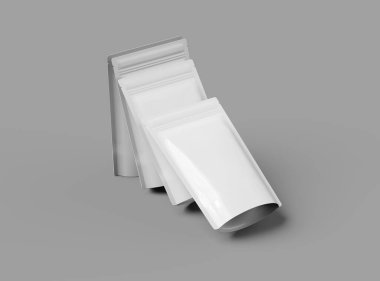 Açık arkaplanda fermuarlı 3B parlak mühürlü paket oluşturma