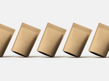 Açık arkaplanda fermuarı olan, genel, kağıttan bir doy paketi için 3B oluşturma 