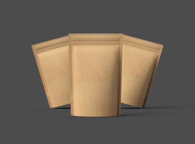 3D render for a generic, paper doy-pack with zipper on a dark background  clipart