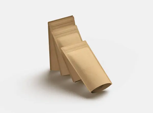 stock image Render of a narrow paper doy-pack packaging with a zipper on a light background 