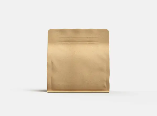 stock image Render of a square paper doy-pack packaging with a zipper on a light background 