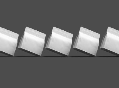 Koyu arkaplan üzerinde fermuar olan beyaz, kareli bir paket oluşturma 