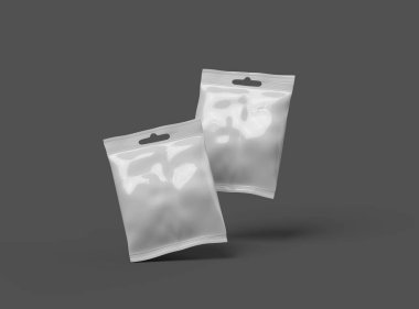 Koyu arkaplanda asılı deliği olan yeniden mühürlenebilir bir zip-lock çanta oluşturma