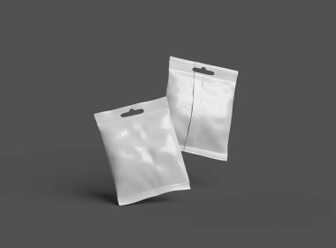 Koyu arkaplanda asılı deliği olan yeniden mühürlenebilir bir zip-lock çanta oluşturma