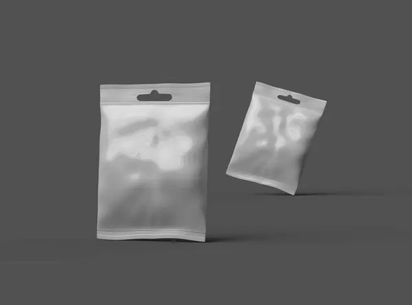 Koyu arkaplanda asılı deliği olan yeniden mühürlenebilir bir zip-lock çanta oluşturma