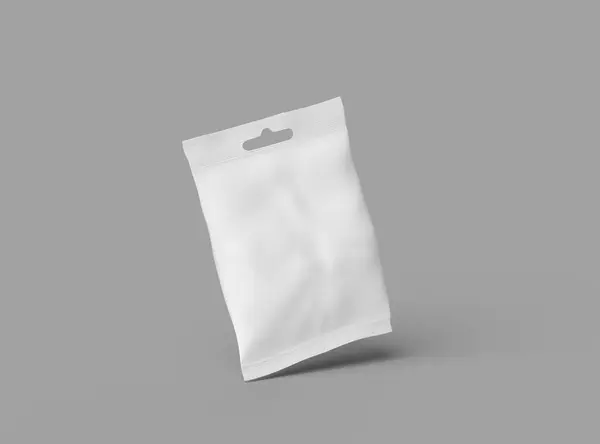 Açık arkaplanda asılı deliği olan yeniden mühürlenebilir bir zip-lock torbasının oluşturulması