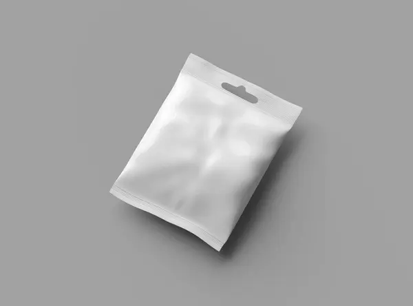 Açık arkaplanda asılı deliği olan yeniden mühürlenebilir bir zip-lock torbasının oluşturulması