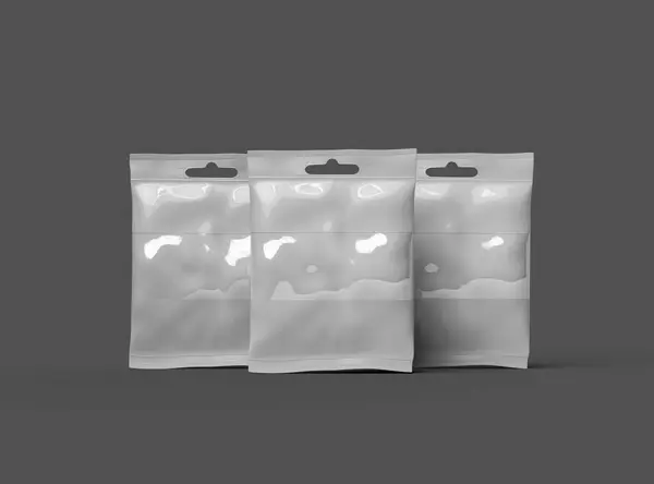 Koyu arkaplanda asılı deliği olan yeniden mühürlenebilir bir zip-lock çanta oluşturma 