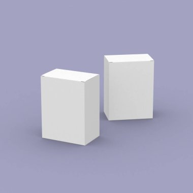 İki paket kutusu, ürün tanıtımı için 3D model.. 