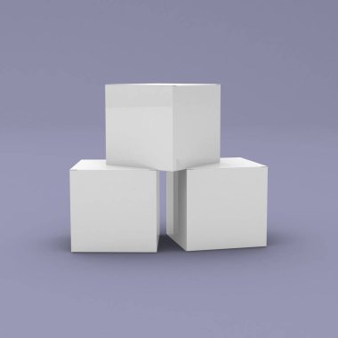 Ürün tasarım sunumu için üç kare kutu, paketleme şablonu 