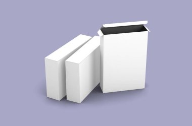 Beyaz dikdörtgen, temiz bir arkaplan üzerinde kutular açtı 