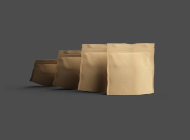 Kare kağıttan yapılmış bir paket paketinin koyu arkaplan üzerindeki 3D resmi 