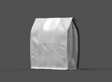 Açık arkaplanda etiket etiketi olan kareli parlak bir paketin maketi 