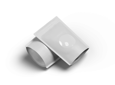 Şeffaf bir arkaplan üzerinde şeffaf penceresi olan mühürlü bir stand-up çantasının oluşturulması