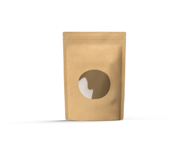 Şeffaf arkaplan üzerinde şeffaf penceresi olan bir kağıt stand-up çanta oluşturma